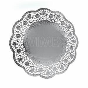 WIMEX s.r.o. Dekoratív csipke alátét (PAP/ALU) kerek ezüst Ø36cm [4 db]