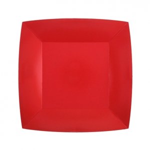 Santex Négyzet alakú papír tányérok - egyszínű 18 x 18 cm Szín: Piros