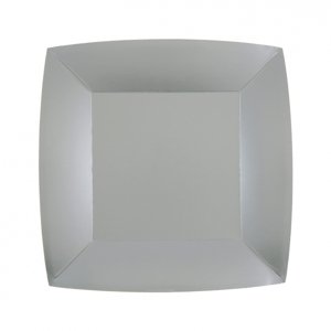 Santex Négyzet alakú papír tányérok - egyszínű 18 x 18 cm Szín: Ezüst
