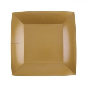 Santex Négyzet alakú papír tányérok - egyszínű 18 x 18 cm Szín: Arany