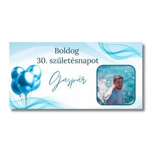 Personal Születésnapi banner fényképpel - Blue Balloons Rozmer banner: 130 x 65 cm