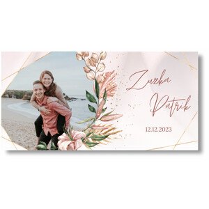 Personal Esküvői banner fényképpel - Lovely pink Rozmer banner: 130 x 260 cm