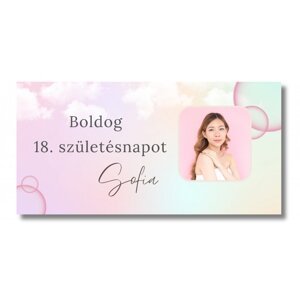 Personal Születésnap banner fényképpel - Pink Bubble Rozmer banner: 130 x 65 cm