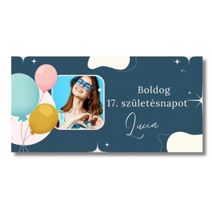 Personal Születésnapi banner fényképpel - Blue Aesthetic Rozmer banner: 130 x 260 cm