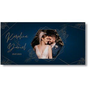 Personal Esküvői banner fényképpel - Gold blue Rozmer banner: 130 x 260 cm