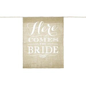 PartyDeco Banner - Here comes the bride 41 x 51 cm