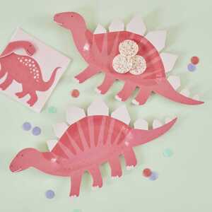 Ginger Ray Dinoszaurusz alakú tányérok - Rózsaszín 8 db