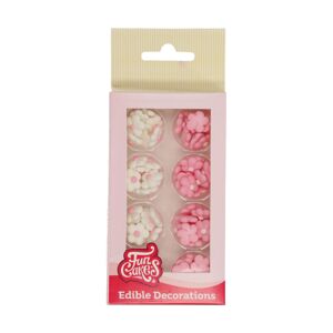 Funcakes Cukor dekoráció - Rózsaszín és fehér virágok