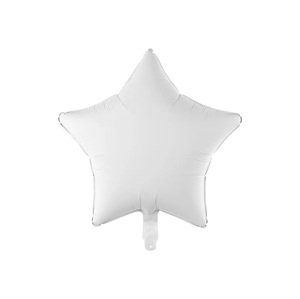 PartyDeco Fólia lufi - Fehér csillag, matt 48 cm