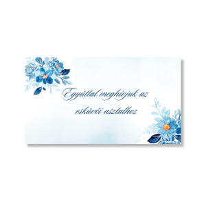 Personal Meghívó az esküvői asztalhoz - Kék virágok Darabszám: 1 db -tól 10 db -ig