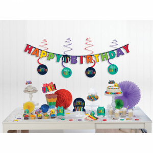 Amscan Mini dekoráció készlet Happy Birthday - szivárványszínű