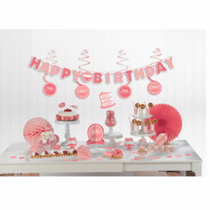 Amscan Mini dekoráció készlet Happy Birthday - rózsaszín