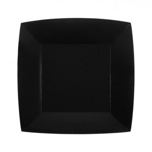 Santex Négyzet alakú papír tányérok - egyszínű 18 x 18 cm Szín: Fekete