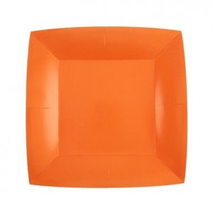 Santex Négyzet alakú papír tányérok - egyszínű 18 x 18 cm Szín: Narancssárga