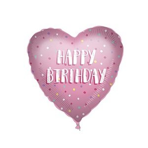 Procos Fólia lufi - Happy Birthday Rózsaszín szívek 46 cm