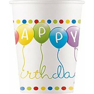 Procos Minőségi komposztálható poharak - Vidám születésnap 8 drb