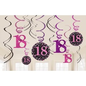 Amscan Függő dekoráció 18. születésnap - csillogó rózsaszín