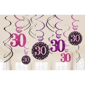 Amscan Függő dekoráció 30. születésnap - csillogó rózsaszín