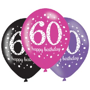 Amscan Születésnapi számos lufi 60 - rózsaszín party 6 db