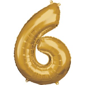 Amscan 6-os arany szám születésnapi fólia lufi 86 cm