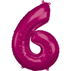 Amscan 6-os rózsaszín szám születésnapi fólia lufi