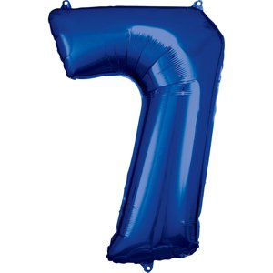 Amscan 7-es kék szám születésnapi fólia lufi 86 cm