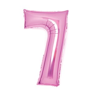 Amscan 7 - es születésnapi szám fólia lufi - világos rózsaszín 66cm
