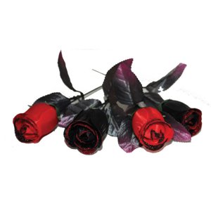 Amscan Dekorációs rózsa - piros/fekete 4 drb