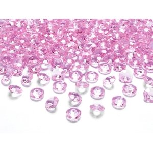 PartyDeco Konfetti - világos rózsaszín gyémánt 12 mm