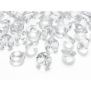 PartyDeco Konfetti - átlátszó gyémánt 20 mm
