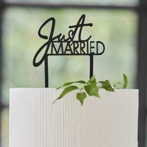 Ginger Ray Tortadísz - Just married, fekete