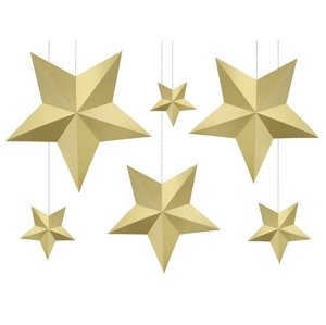 PartyDeco Csillagok dekoráció - arany 6 db
