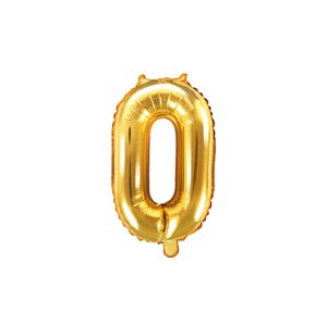 PartyDeco 0-ás szám mini fólia lufi - arany 35cm
