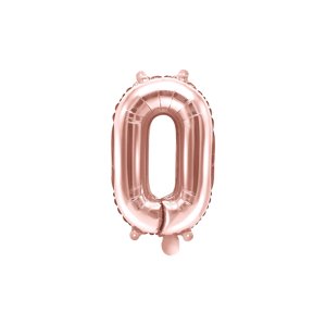 PartyDeco 0-ás szám mini fólia lufi - rózsaszín arany 35cm