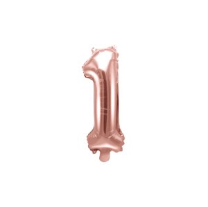 PartyDeco 1-es szám mini fólia lufi - rózsaszín arany 35cm