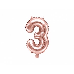 PartyDeco 3-as szám mini fólia lufi - rózsaszín arany 35cm