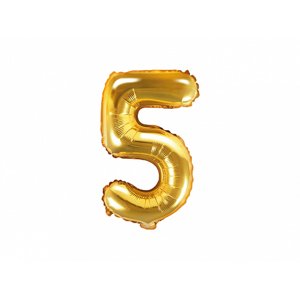 PartyDeco 5-ös szám mini fólia lufi - arany 35cm