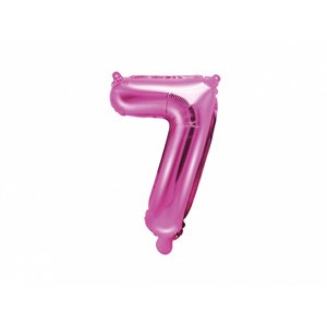 PartyDeco 7-es szám mini fólia lufi - rózsaszín 35cm