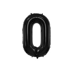 PartyDeco 0-ás születésnapi szám fólia lufi fekete 86 cm
