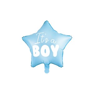 PartyDeco Kék csillag fólia lufi - It's a boy