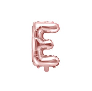 PartyDeco E betű mini fólia lufi - rózsaszín arany 35cm