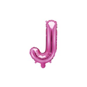 PartyDeco J betű mini fólia lufi - rózsaszín 35cm