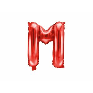 PartyDeco Mini fólia lufi - M betű 35 cm piros