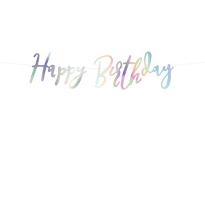 PartyDeco Banner szivárvány - Happy Birthday 16,5 x 62 cm