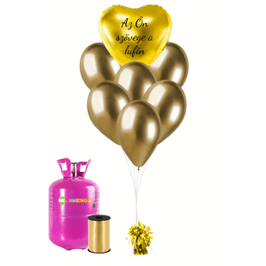 Personal Személyre szabott hélium parti szett - Arany szív 16 db
