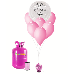 Personal Személyre szabott hélium parti szett rózsaszín - Áttetsző lufi 16 db