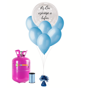Personal Személyre szabott hélium parti szett kék - Áttetsző lufi 11 db
