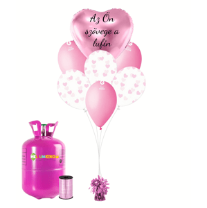 Personal Személyre szabott hélium parti szett - Rózsaszín szívecskék 31 db