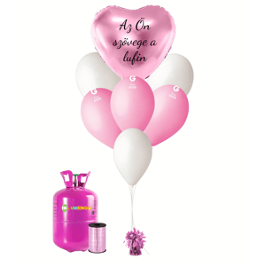 Personal Személyre szabott hélium parti szett - Rózsaszín szív 31 db