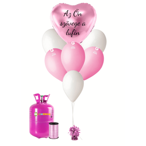 Personal Személyre szabott hélium parti szett  - Rózsaszín szív 16 db